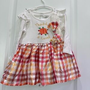 Baby Starters White and Orange Plaid Dress